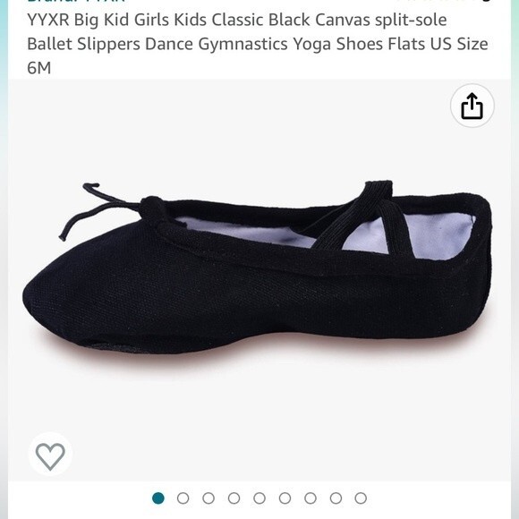 Ballet dance split sole slippers black canvas upper 38 6M - Picture 1 of 4